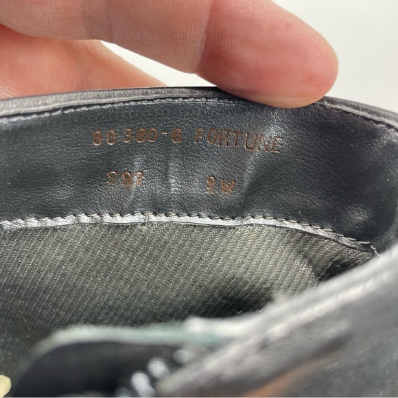 Connie fortune black leather square toe ankle boots block heels Sz 9 - Picture 8 of 8